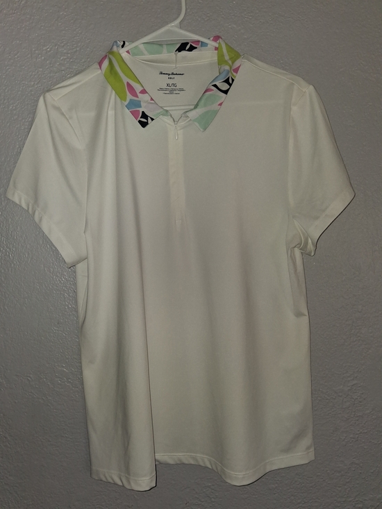 Tommy Bahama Other - Tommy Bahama Golf Cream Polo with Pastel Patterned Collar XL